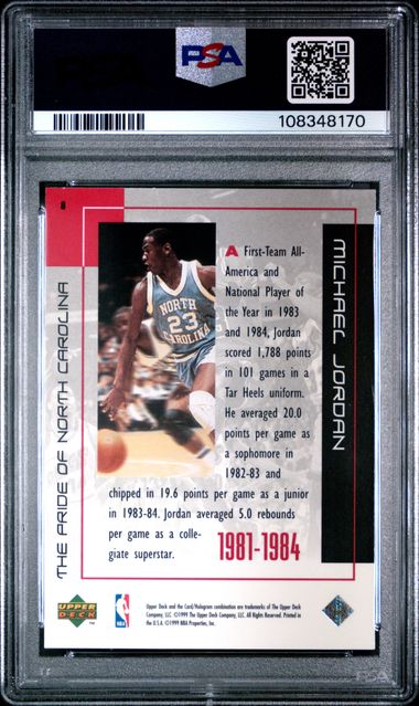 1999 Upper Deck Mj Career Collection Michael Jordan #8 (Pride Of North Carolina) Nm 7 back