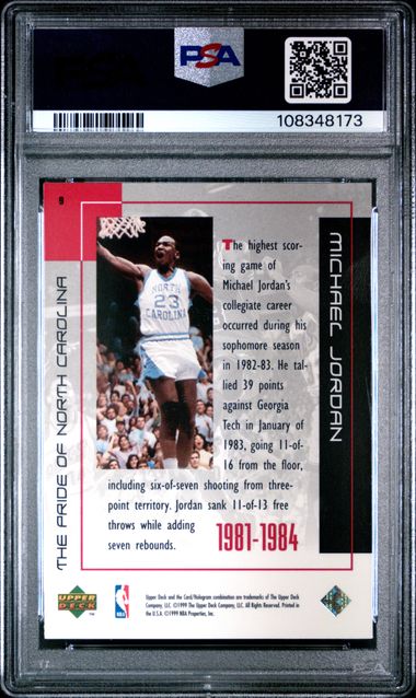 1999 Upper Deck Mj Career Collection Michael Jordan #9 (Pride Of North Carolina) Ex-Mt 6 back