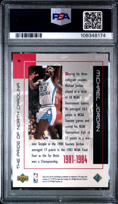 1999 Upper Deck Mj Career Collection Michael Jordan #10 (Pride Of North Carolina) Nm 7 back