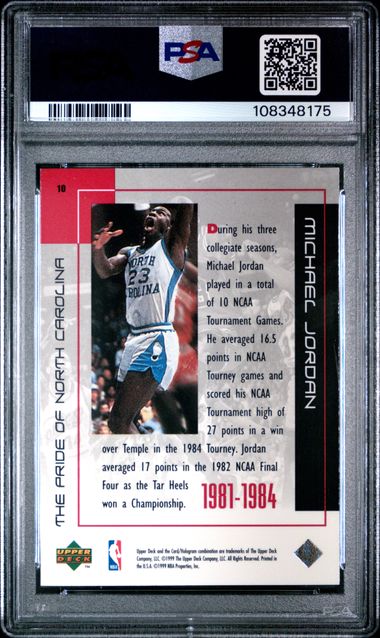 1999 Upper Deck Mj Career Collection Michael Jordan #10 (Pride Of North Carolina) Nm 7 back