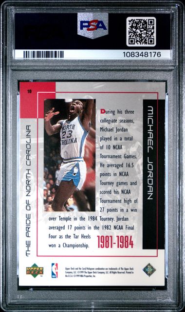 1999 Upper Deck Mj Career Collection Michael Jordan #10 (Pride Of North Carolina) Nm-Mt 8 back