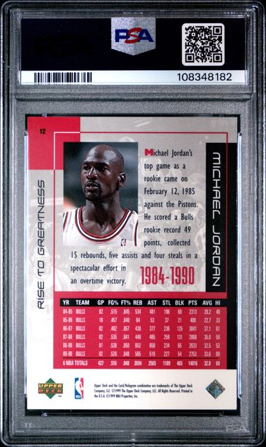 1999 Upper Deck Mj Career Collection Michael Jordan #12 (Rise To Greatness) Mint 9 back