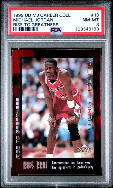 1999 Upper Deck Mj Career Collection Michael Jordan #13 (Rise To Greatness) Nm-Mt 8 front