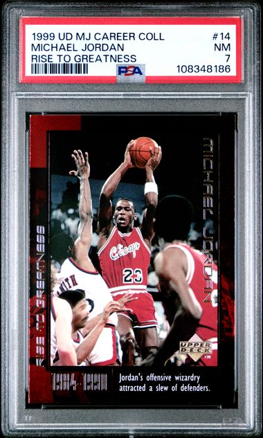 1999 Upper Deck Mj Career Collection Michael Jordan #14 (Rise To Greatness) Nm 7 front