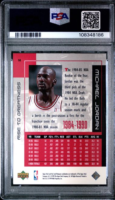 1999 Upper Deck Mj Career Collection Michael Jordan #14 (Rise To Greatness) Nm 7 back