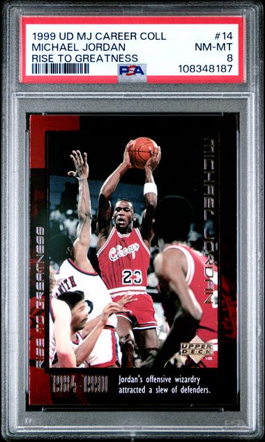 1999 Upper Deck Mj Career Collection Michael Jordan #14 (Rise To Greatness) Nm-Mt 8 front