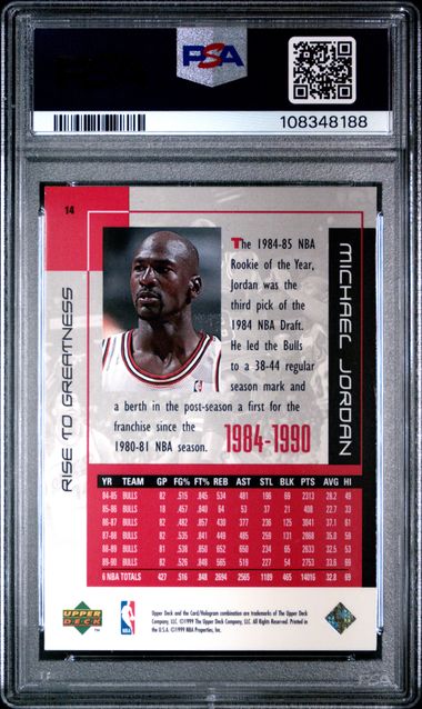 1999 Upper Deck Mj Career Collection Michael Jordan #14 (Rise To Greatness) Nm-Mt 8 back