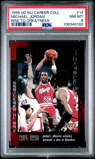 1999 Upper Deck Mj Career Collection Michael Jordan #14 (Rise To Greatness) Nm-Mt 8 front