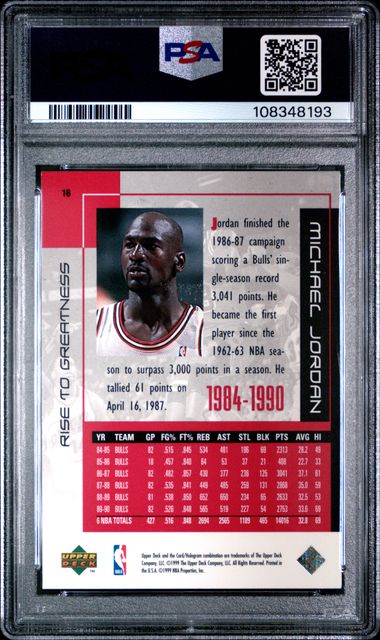 1999 Upper Deck Mj Career Collection Michael Jordan #16 (Rise To Greatness) Nm 7 back