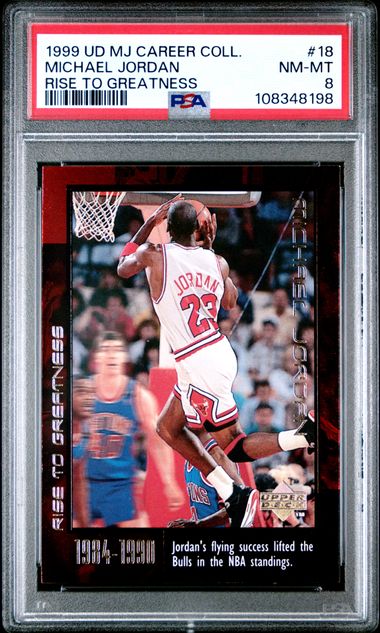 1999 Upper Deck Mj Career Collection Michael Jordan #18 (Rise To Greatness) Nm-Mt 8 front