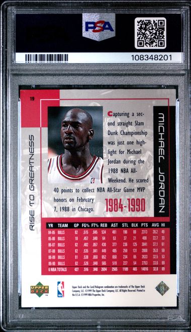 1999 Upper Deck Mj Career Collection Michael Jordan #19 (Rise To Greatness) Nm 7 back
