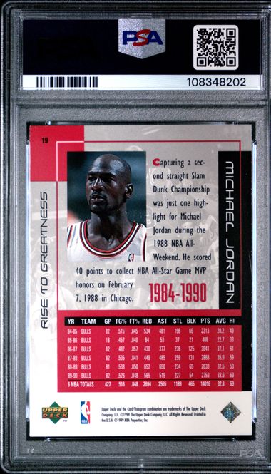 1999 Upper Deck Mj Career Collection Michael Jordan #19 (Rise To Greatness) Nm-Mt 8 back