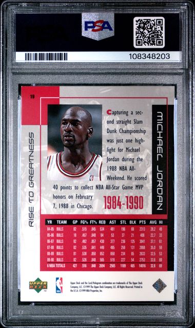 1999 Upper Deck Mj Career Collection Michael Jordan #19 (Rise To Greatness) Ex-Mt 6 back