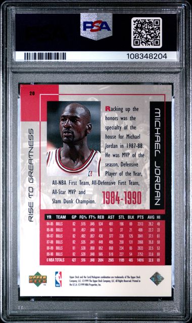 1999 Upper Deck Mj Career Collection Michael Jordan #20 (Rise To Greatness) Nm 7 back