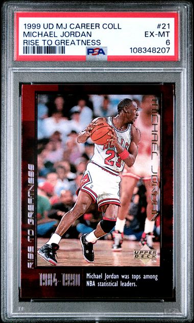 1999 Upper Deck Mj Career Collection Michael Jordan #21 (Rise To Greatness) Ex-Mt 6 front