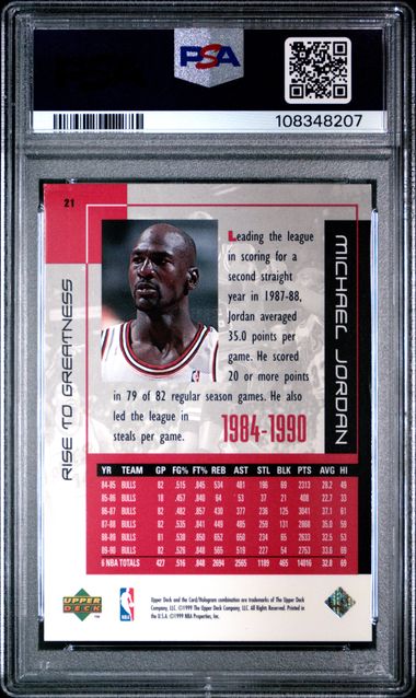 1999 Upper Deck Mj Career Collection Michael Jordan #21 (Rise To Greatness) Ex-Mt 6 back