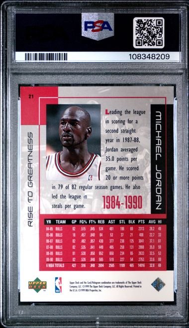 1999 Upper Deck Mj Career Collection Michael Jordan #21 (Rise To Greatness) Nm-Mt 8 back