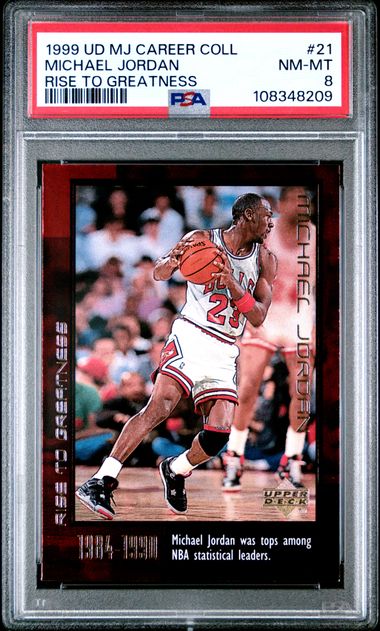 1999 Upper Deck Mj Career Collection Michael Jordan #21 (Rise To Greatness) Nm-Mt 8 front