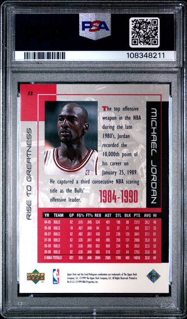 1999 Upper Deck Mj Career Collection Michael Jordan #22 (Rise To Greatness) Nm-Mt 8 back