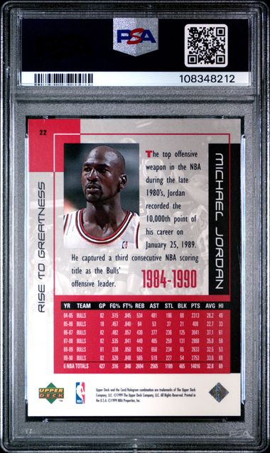 1999 Upper Deck Mj Career Collection Michael Jordan #22 (Rise To Greatness) Nm-Mt 8 back
