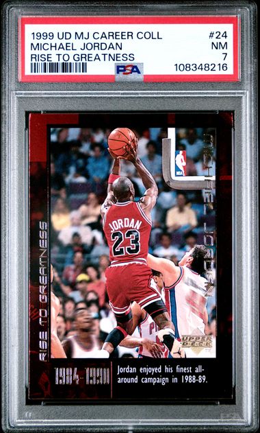 1999 Upper Deck Mj Career Collection Michael Jordan #24 (Rise To Greatness) Nm 7 front