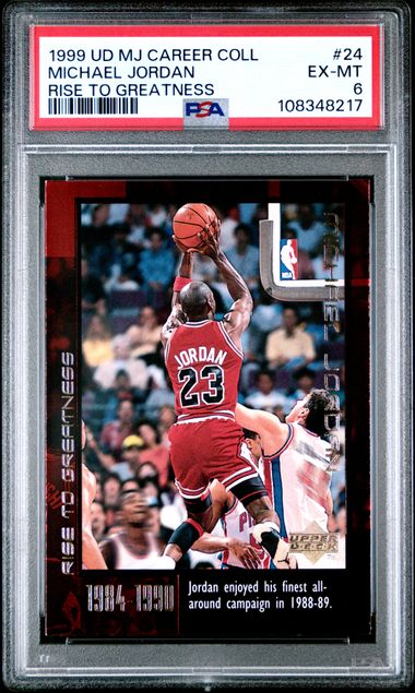 1999 Upper Deck Mj Career Collection Michael Jordan #24 (Rise To Greatness) Ex-Mt 6 front