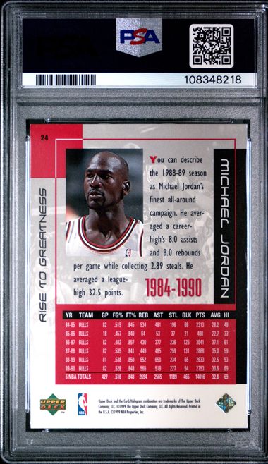 1999 Upper Deck Mj Career Collection Michael Jordan #24 (Rise To Greatness) Nm-Mt 8 back