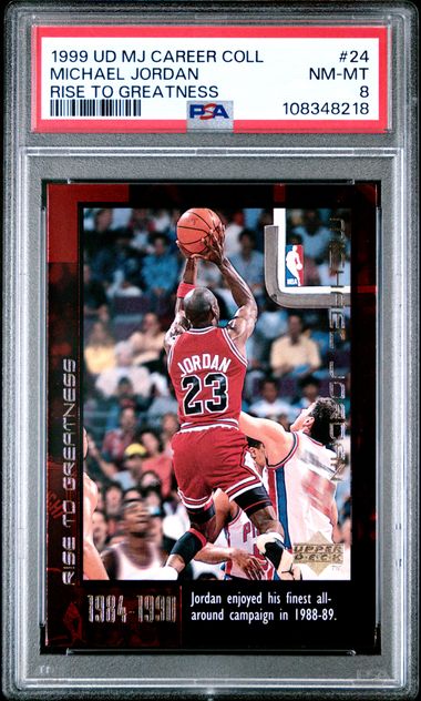 1999 Upper Deck Mj Career Collection Michael Jordan #24 (Rise To Greatness) Nm-Mt 8 front