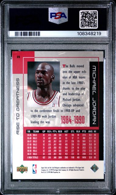 1999 Upper Deck Mj Career Collection Michael Jordan #25 (Rise To Greatness) Ex-Mt 6 back