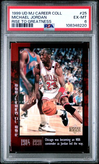 1999 Upper Deck Mj Career Collection Michael Jordan #25 (Rise To Greatness) Ex-Mt 6 front