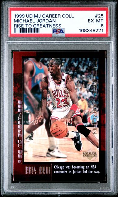 1999 Upper Deck Mj Career Collection Michael Jordan #25 (Rise To Greatness) Ex-Mt 6 front