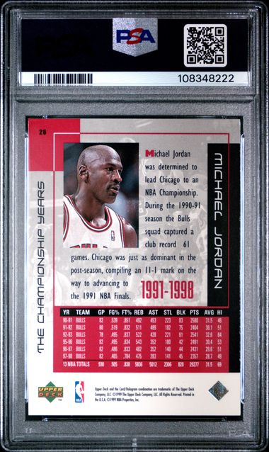 1999 Upper Deck Mj Career Collection Michael Jordan #26 (The Championship Years) Nm 7 back
