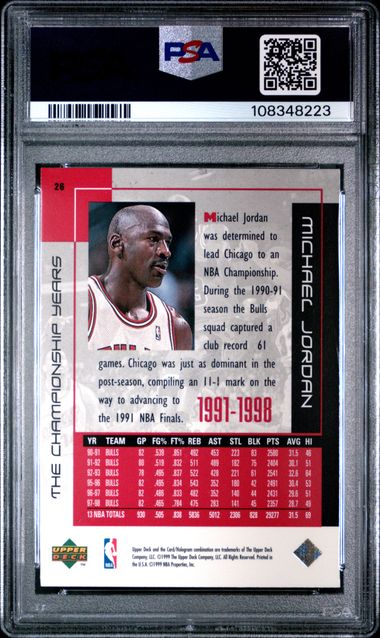 1999 Upper Deck Mj Career Collection Michael Jordan #26 (The Championship Years) Nm-Mt 8 back