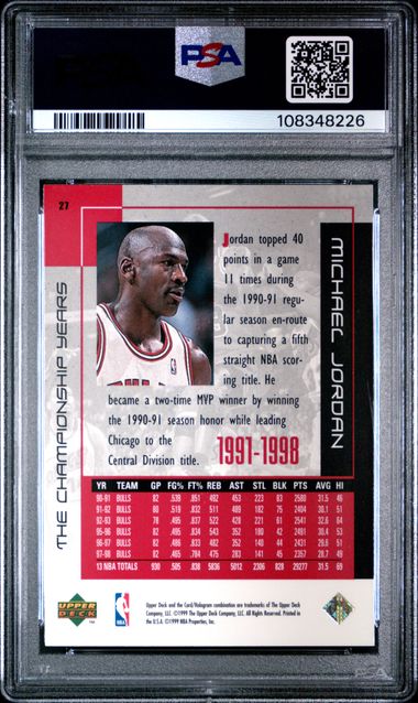 1999 Upper Deck Mj Career Collection Michael Jordan #27 (The Championship Years) Nm-Mt 8 back