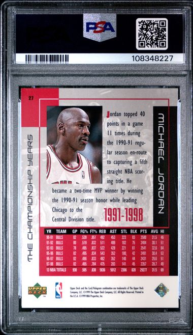 1999 Upper Deck Mj Career Collection Michael Jordan #27 (The Championship Years) Nm-Mt 8 back