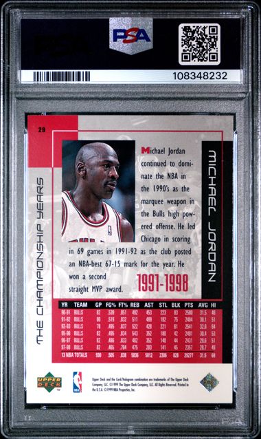 1999 Upper Deck Mj Career Collection Michael Jordan #29 (The Championship Years) Mint 9 back