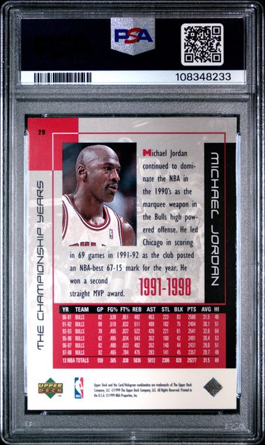 1999 Upper Deck Mj Career Collection Michael Jordan #29 (The Championship Years) Mint 9 back