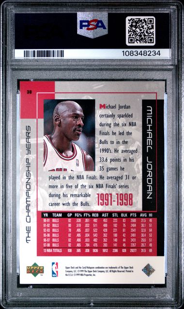 1999 Upper Deck Mj Career Collection Michael Jordan #30 (The Championship Years) Nm-Mt 8 back