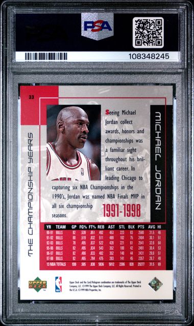 1999 Upper Deck Mj Career Collection Michael Jordan #33 (The Championship Years) Nm-Mt 8 back