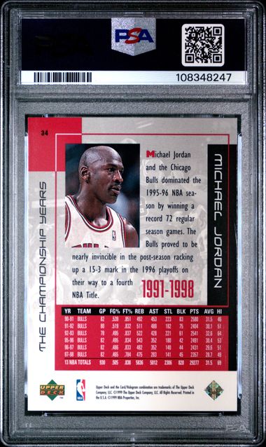 1999 Upper Deck Mj Career Collection Michael Jordan #34 (The Championship Years) Nm-Mt 8 back