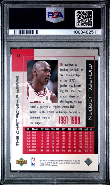 1999 Upper Deck Mj Career Collection Michael Jordan #35 (The Championship Years) Ex-Mt 6 back