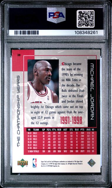 1999 Upper Deck Mj Career Collection Michael Jordan #39 (The Championship Years) Ex-Mt 6 back