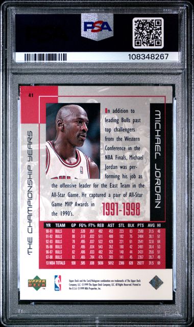 1999 Upper Deck Mj Career Collection Michael Jordan #41 (The Championship Years) Ex-Mt 6 back