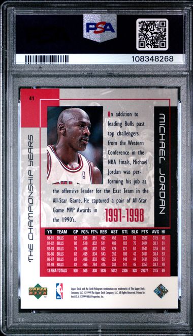 1999 Upper Deck Mj Career Collection Michael Jordan #41 (The Championship Years) Nm-Mt 8 back