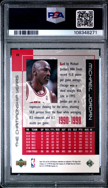 1999 Upper Deck Mj Career Collection Michael Jordan #42 (The Championship Years) Nm-Mt 8 back