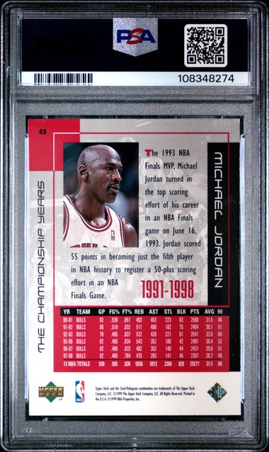 1999 Upper Deck Mj Career Collection Michael Jordan #43 (The Championship Years) Nm-Mt 8 back
