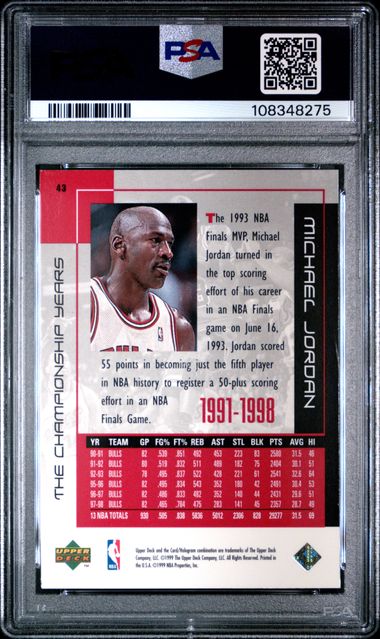 1999 Upper Deck Mj Career Collection Michael Jordan #43 (The Championship Years) Ex-Mt 6 back