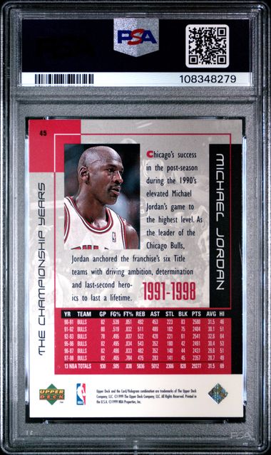 1999 Upper Deck Mj Career Collection Michael Jordan #45 (The Championship Years) Nm 7 back