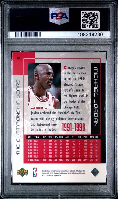 1999 Upper Deck Mj Career Collection Michael Jordan #45 (The Championship Years) Nm-Mt 8 back