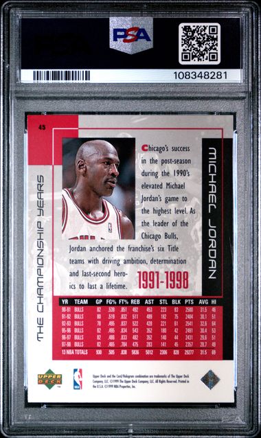 1999 Upper Deck Mj Career Collection Michael Jordan #45 (The Championship Years) Nm 7 back